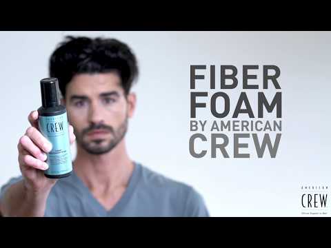 Video of model applying American Crew Fiber Grooming Foam to hair. 